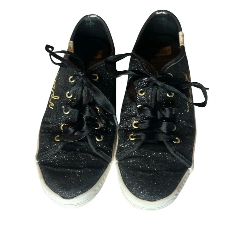 Keds Black Sparkle Sneakers with White Sole and Fabric Upper